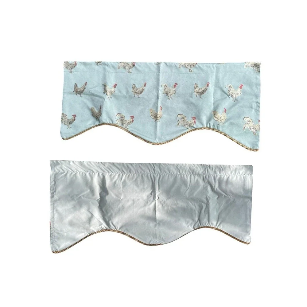 Farmhouse Kitchen Scalloped Valance Rooster Chicken Country Farmhouse Rustic 45”